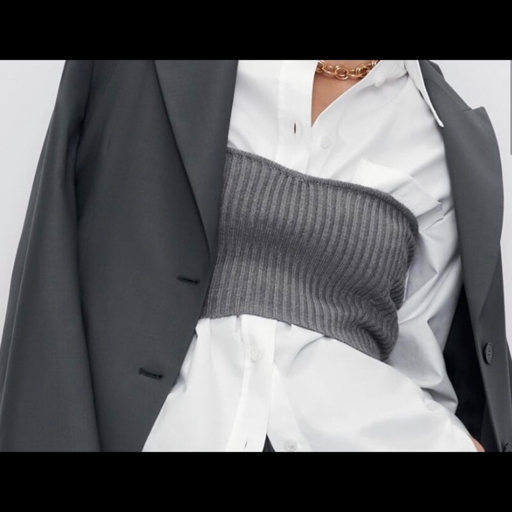 ❤️NEW Blogger Favorite Zara Oversized Poplin Shirt & Knitwear Bustier Crop Top - Picture 2 of 10